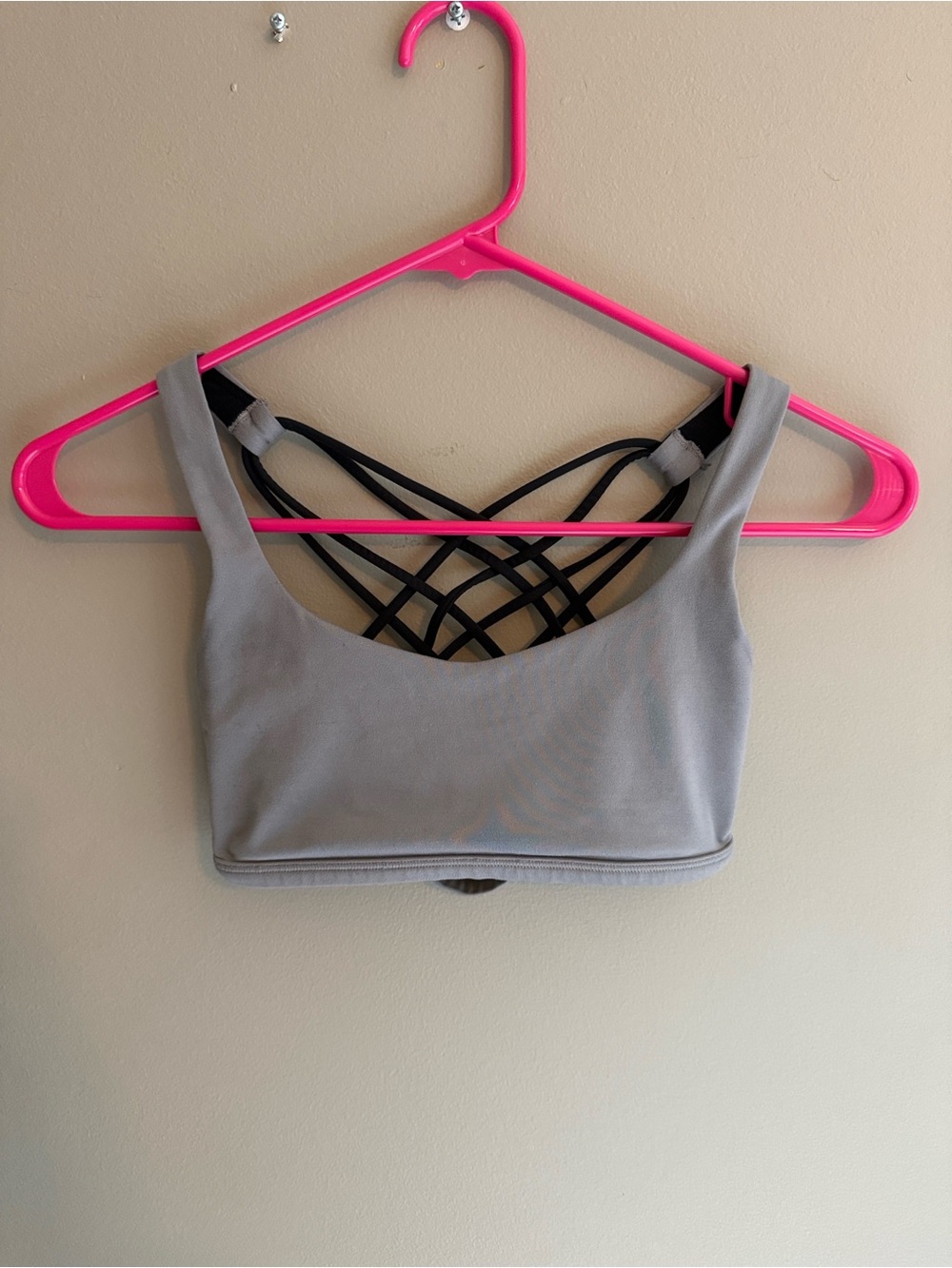 lululemon athletica Light Gray Sports Bra with Black Strappy Back